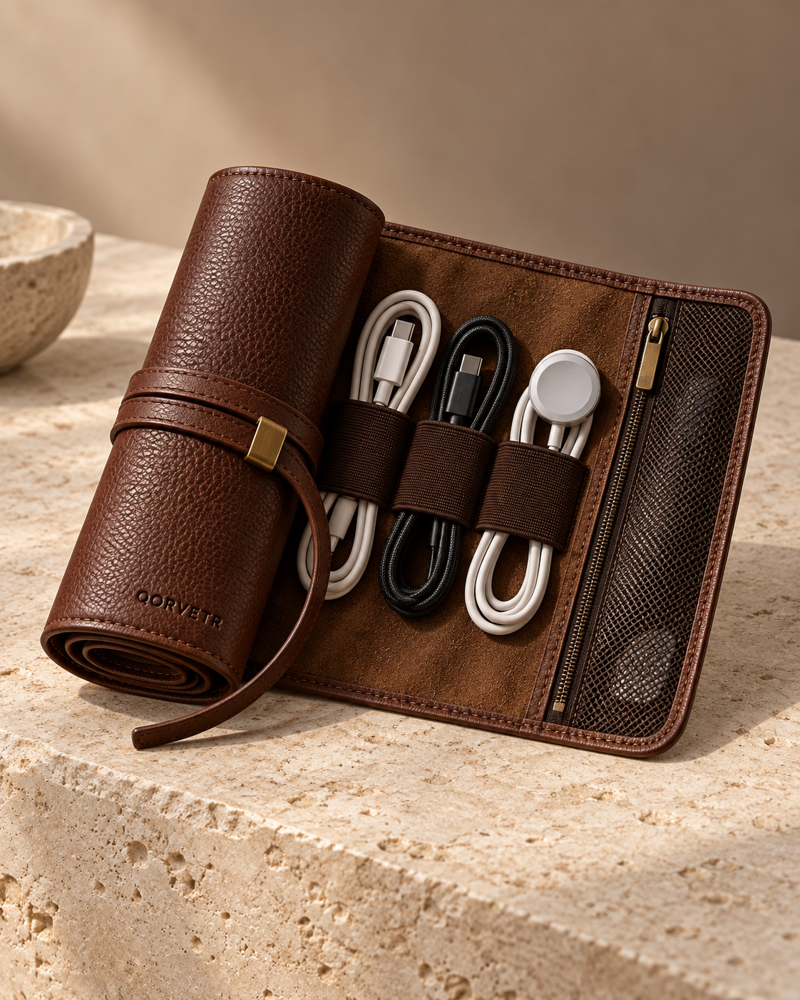 QORVETR Leather Tech Roll